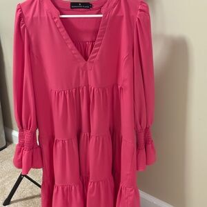 Hot pink v-neck dress